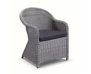 Plantation Full Round Wicker Dining Chair In Brushed Grey - Outdoor Wicker Chairs