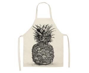 Printed Pineapple Home Kitchen Apron - Black