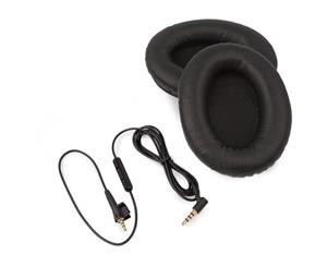 REYTID Replacement Cable and Ear Pad Cushion Kit Compatible with Bose Around-Ear 2 AE2/AE2i/AE2i Headphones - Black - Black