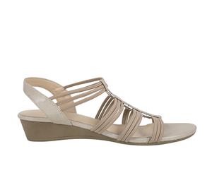 Rise Exist Womens low wedge heel metallic strappy Spendless - Natural