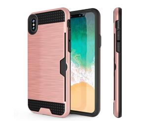 Rose Gold For New Apple iPhone XR Card Shock Proof Tough Strong Armor Case Cover