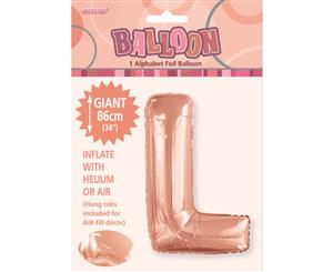 Rose Gold L Alphabet Foil Balloon 86cm