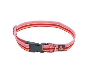 Rufus And Coco Striped Nylon Dog Collar Red