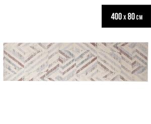 Rug Culture 400x80cm Power Loomed Modern Chevron Runner Rug - Grey