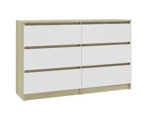 Sideboard White and Sonoma Oak 120x30x77cm Chipboard Buffet Server