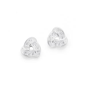 Silver Pave CZ 3 Strand Knot Studs