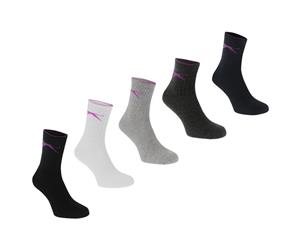 Slazenger Women 5 Pack Crew Socks Ladies - Bright Asst