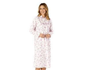 Slenderella ND4211 Woven Floral Cotton Nightdress - Pink