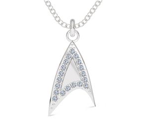 Star Trek Diamond Pendant Necklace For Women In Sterling Silver Design by BIXLER - Sterling Silver