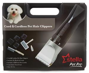 Stella Pet Pro Cord & Cordless Pet Hair Clippers - Black