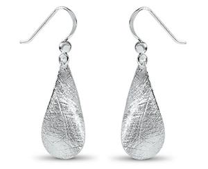 Sterling Silver Dangling Etched Leaf Earrings