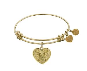 Stipple Finish Brass Angelica Heart Angelica Bracelet 7.25" - White