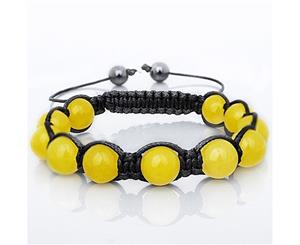 Unisex Marcrame Bracelet - YELLOW STONE - Black