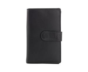 Womens RFID Genuine Soft Leather Wallet Zipper Clutch Card Purse - Black