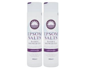 2 x Elysium Spa Epsom Salts Bath & Shower Gel Lavender 300mL