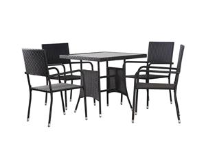 5 Pieces Outdoor Dining Set Poly Rattan Black 4 Chairs and 1 Table