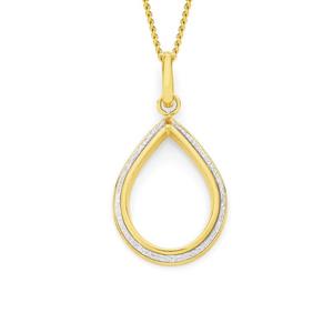 9ct Gold Stardust Glitter Open Pear Pendant