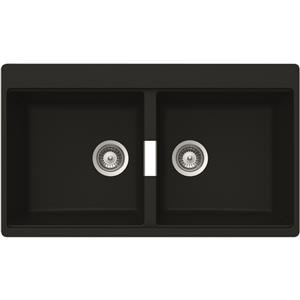 Abey 860 x 500mm Schock Cristadur Double Black Sink