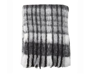 Academy Bowen Wool Acrylic Polyester Knitted Design Throw Grey/White/Black