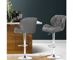 Artiss 2 x Kitchen Bar Stools Swivel Bar Stool Leather Gas Lift Chairs Grey