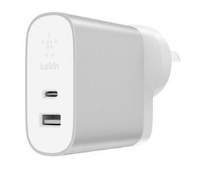 BELKIN BOOST CHARGE 27W USB-C + 12W USB-A WALL CHARGER - SILVER