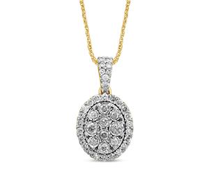 Bevilles Brilliant Miracle Halo Necklace with 1.00ct of Diamonds in 9ct Yellow Gold Chain