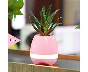 Bluetooth Speaker Music Pot Real Plant Flower Smart Touch Light Colour Decor - Pink