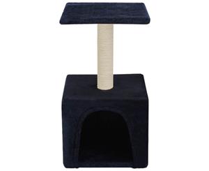 Cat Tree with Sisal Scratching Post Dark Blue Scratcher Tower House