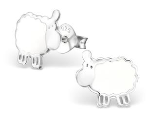 Children's Silver White Sheep Ear Studs