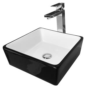 Cibo Design Black and White Vivid Square Counter Top Basin