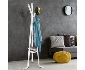 Coat Clothes Garment Rack Hanger Stand Wooden Display Organizer White