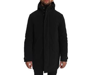 Dolce & Gabbana Solid Black Logo Hooded Coat