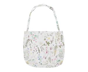 Embroidery Flower Women's Tote Bag - White