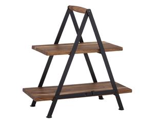 Fine Foods 2 Tier Acacia and Iron Serving Stand