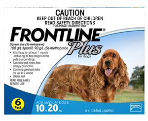 Frontline Plus Medium Dog 10-20kg 6pk