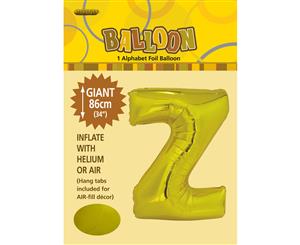 Gold Z Alphabet Foil Balloon 86cm