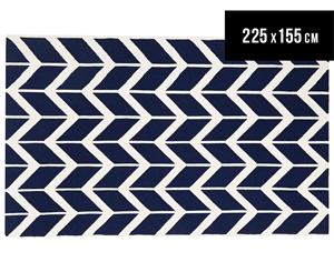 Hannah Pure Wool Flatweave Arrows 225x155cm Medium Rug - Navy