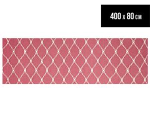 Hannah Pure Wool Flatweave Isobel 400x80cm Large Runner - Pink