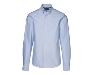 Id Mens Fitted Long Sleeve Button Up Oxford Shirt (Light Blue) - ID381