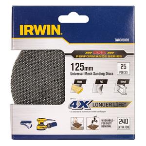 Irwin 125mm 240 Grit Orbital Sanding Disc - 25 Pack