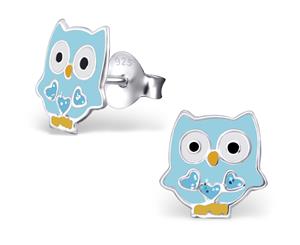 Kids Silver Owl Stud Earrings