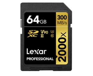 Lexar Professional 64GB SDXC UHS-II  V90 2000x up to 300MB/s read. 260MB/s Write Quickly capture and transfer high-quality photos and 1080p full-H