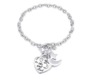 Love You To The Moon And Back Toggle Belcher Chain Bracelet-White Gold