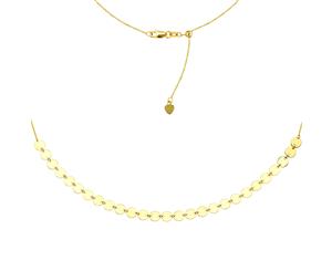 Mini Disk Choker 14k Gold Necklace 16" Adjustable - Yellow