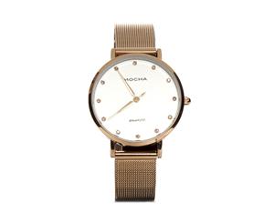 Mocha 32mm Watch w/ Cubic Zirconia - White/Rose Gold Mesh