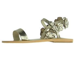 Oca-Loca Girls' Metallic Flower Sandals - Gold