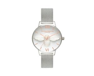 Olivia Burton Ladies' 3D Bee Rose Gold & Silver Mesh Watch OB16AM146