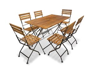 Outdoor Dining Set 7 Piece Acacia Wood Patio Foldable Table Chairs