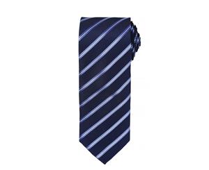 Premier Mens Sports Stripe Pattern Formal Work Tie (Navy/ Royal) - RW5237