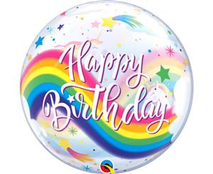 Qualatex 22 Inch Birthday Rainbow Unicorns Bubble Balloon (Multicolour) - SG17239